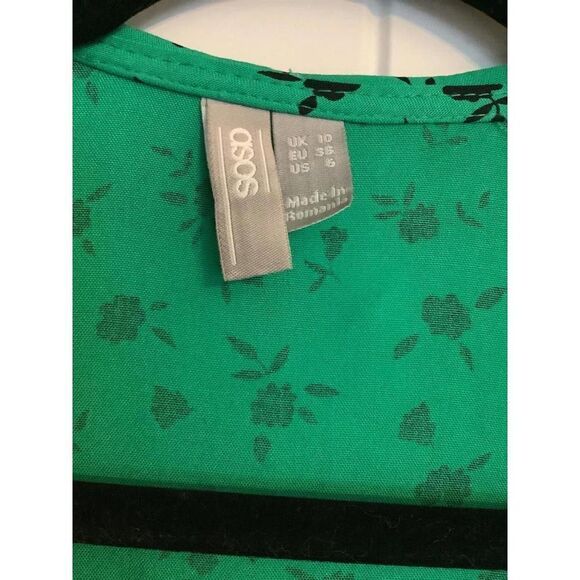ASOS Chic Green Floral Wrap Dress for Women - Picture 7 of 8
